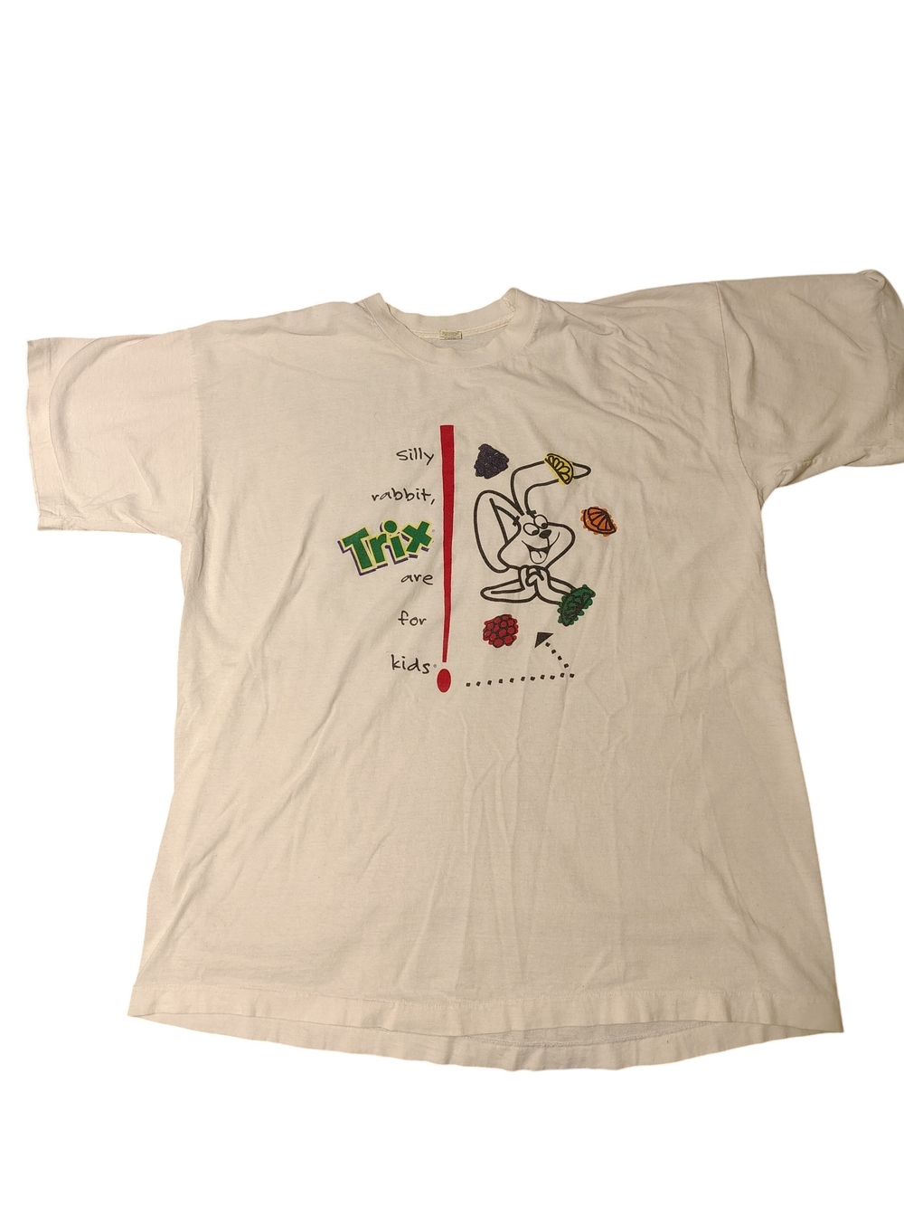 Vtg 80s Screen Stars Trix Cereal Promo T Shirt Silly Rabbit White Men's Size XL